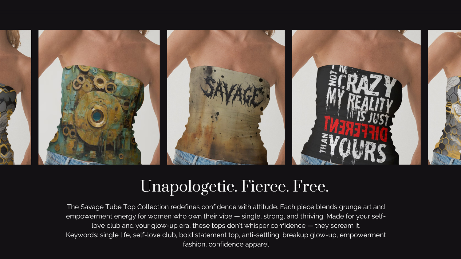 Grunge-Tube-Tops-Bold-Retro-Strapless-Shirts-for-Women SHE VIBES AFTER DARK