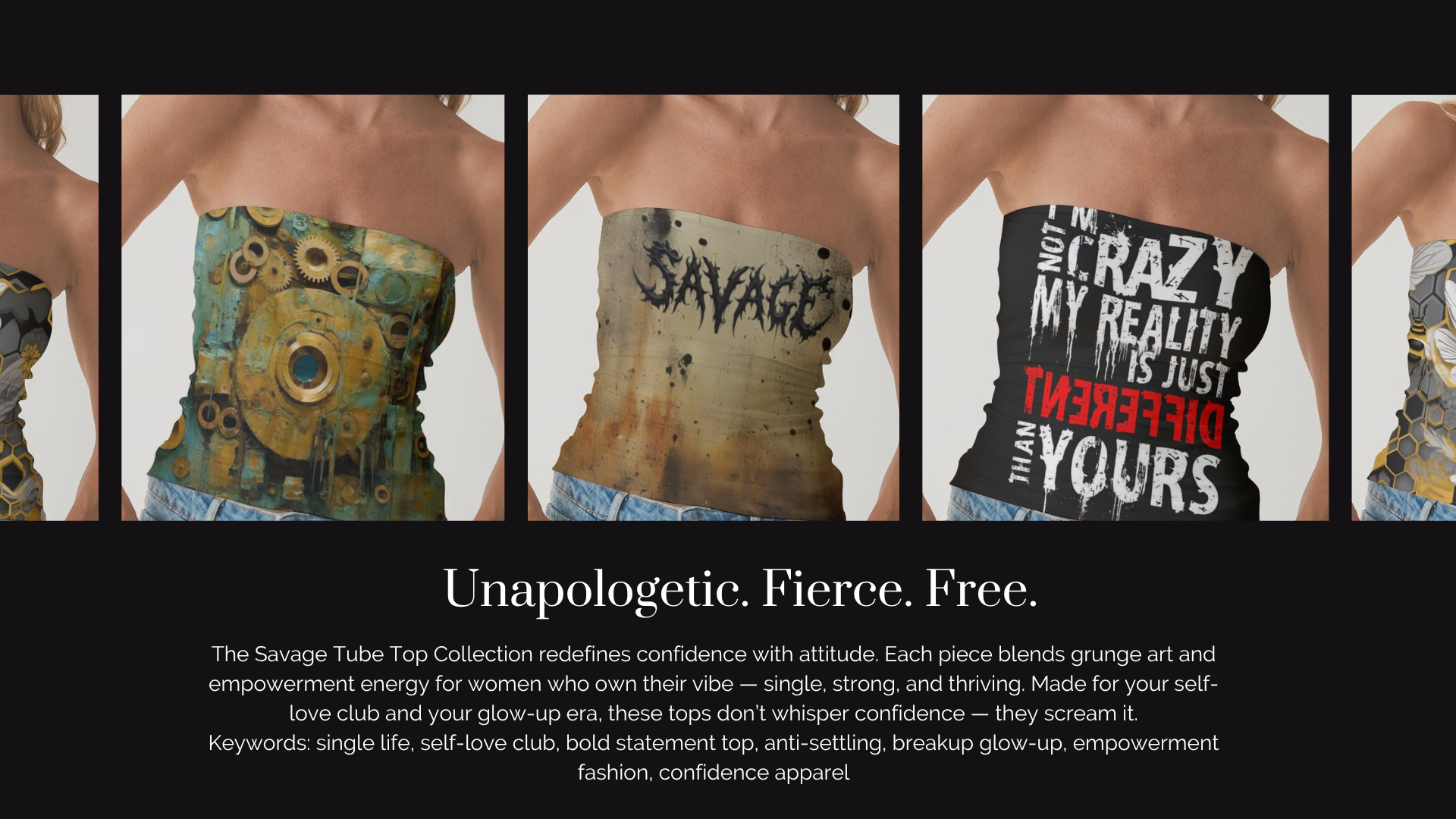 Grunge-Tube-Tops-Bold-Retro-Strapless-Shirts-for-Women SHE VIBES AFTER DARK