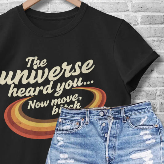 Retro Galaxy Graphic Tee: Unisex Black Cosmic Print T-Shirt Yoycol
