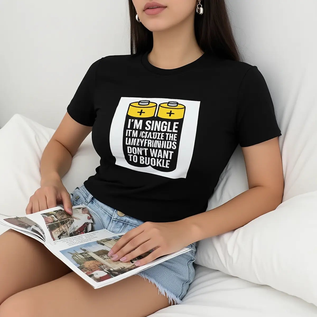 I’m Single ’Cause My Batteries Don’t Want to Cuddle Tee – Single Life Graphic Shirt for Women | Grunge Streetwear & Anti-Settling Apparel Yoycol