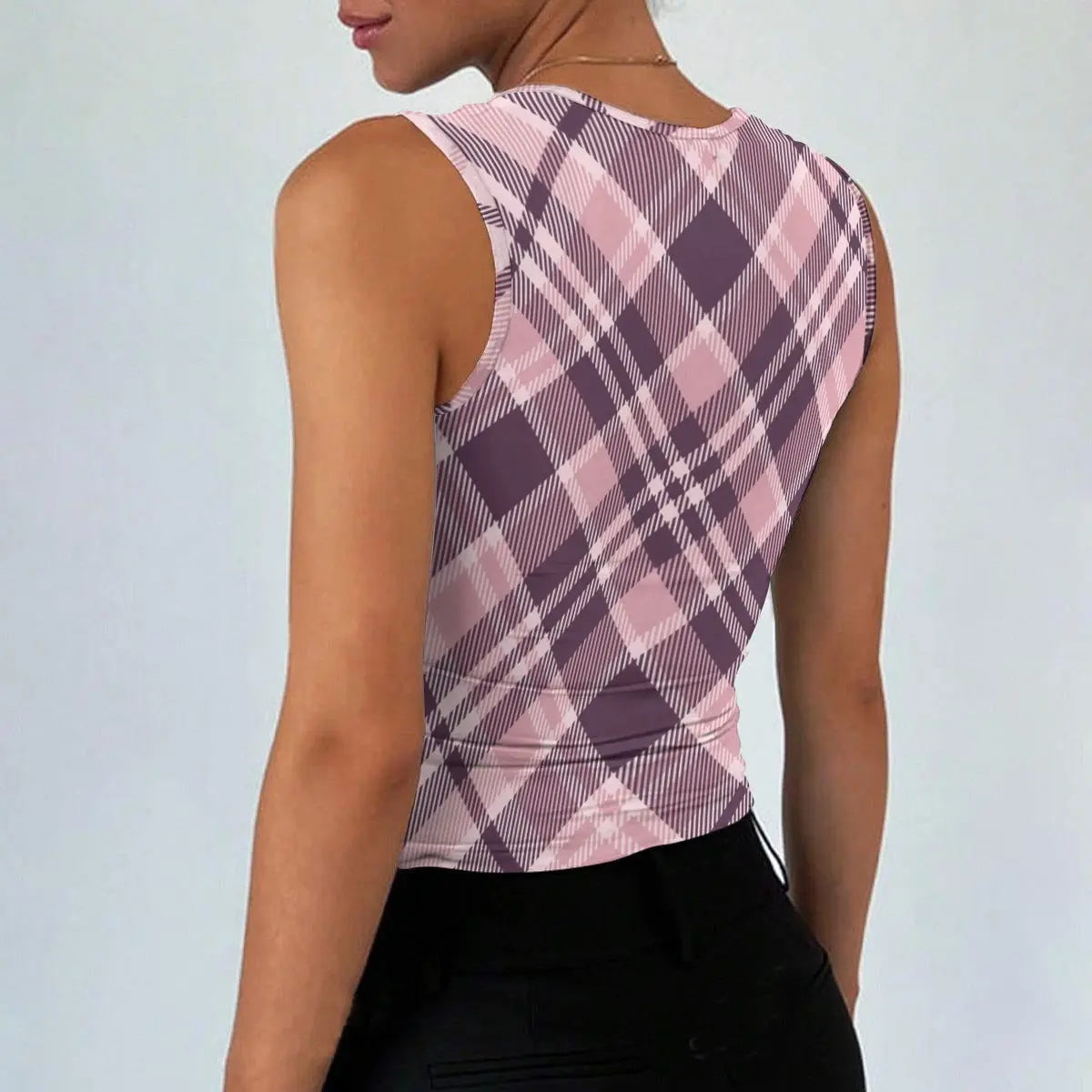 Single Life Pink Plaid Crop Top — Anti-Settling Independence Apparel | Self-Love Club Aesthetic Tank | Breakup Glow-Up Confidence Top yoycol