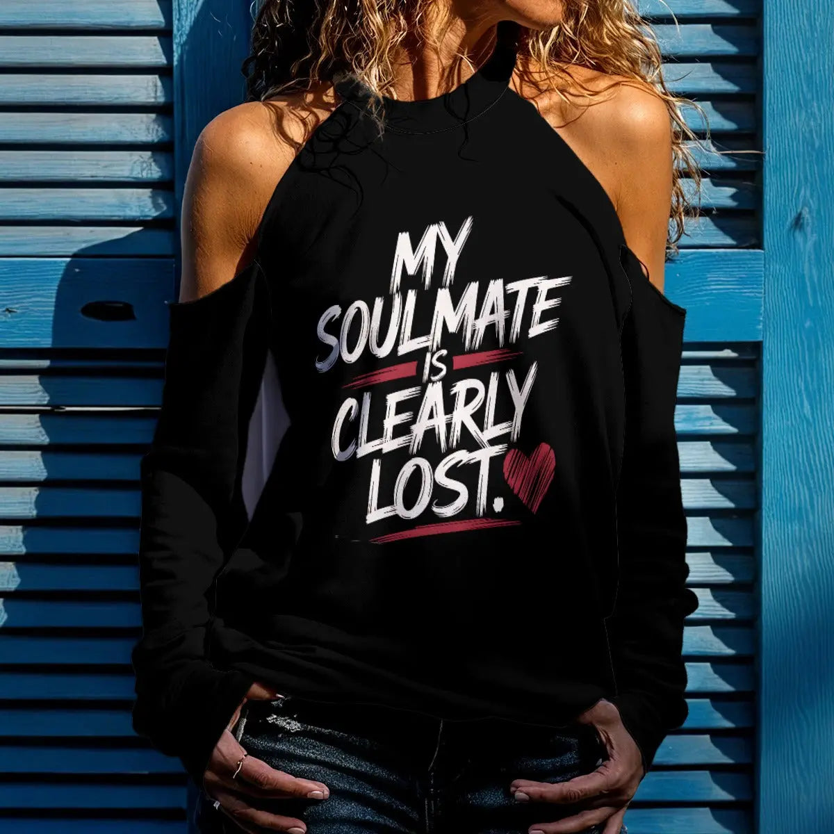 All-Over Print Women's Cold Shoulder Sweatirt Yoycol