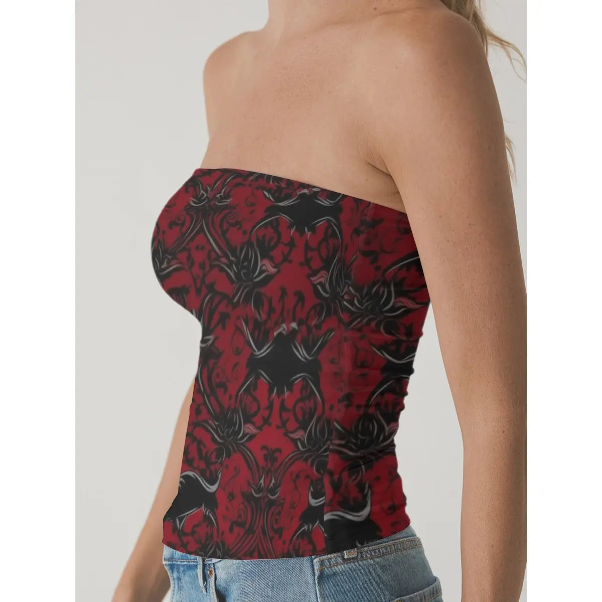 All-Over Print Women's Double-Layer Strapless Top Yoycol