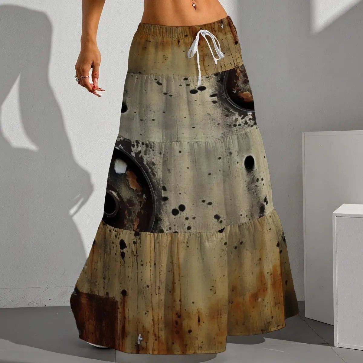 All-Over Print Women's Pleated Long Skirt Yoycol