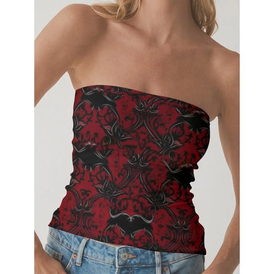 All-Over Print Women's Double-Layer Strapless Top Yoycol