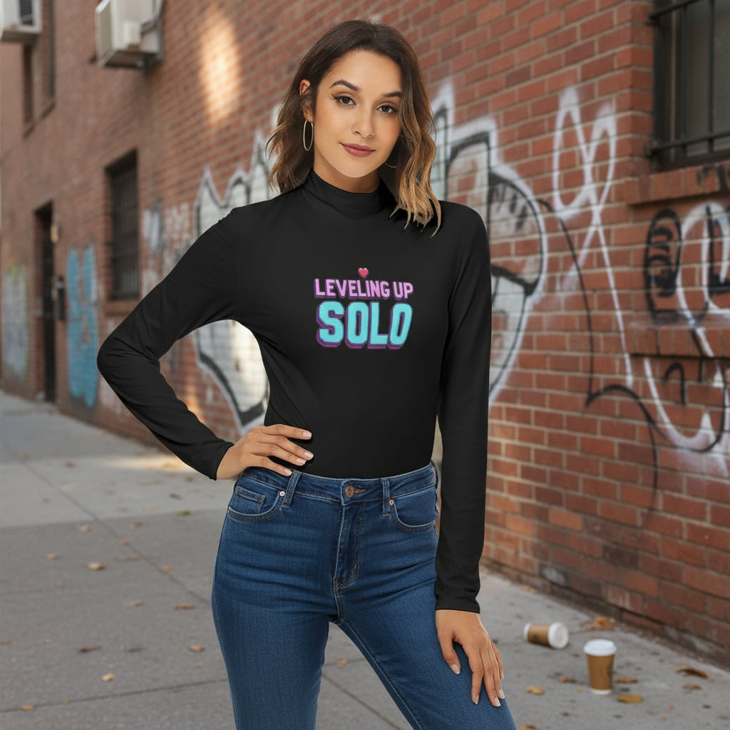 All-Over Print Women's Turtleneck Long Sleeve Bodysuit Yoycol