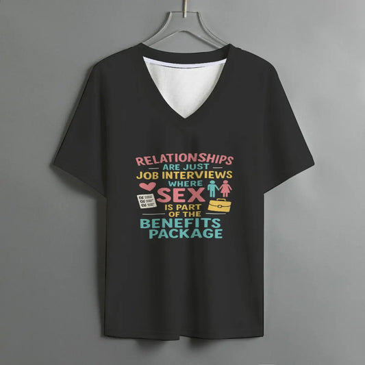 Funny Dating Shirt – "Relationships Are Just Job Interviews" Quote Tee – Single Life Humor – Sex Is Part of the Benefits Package Yoycol