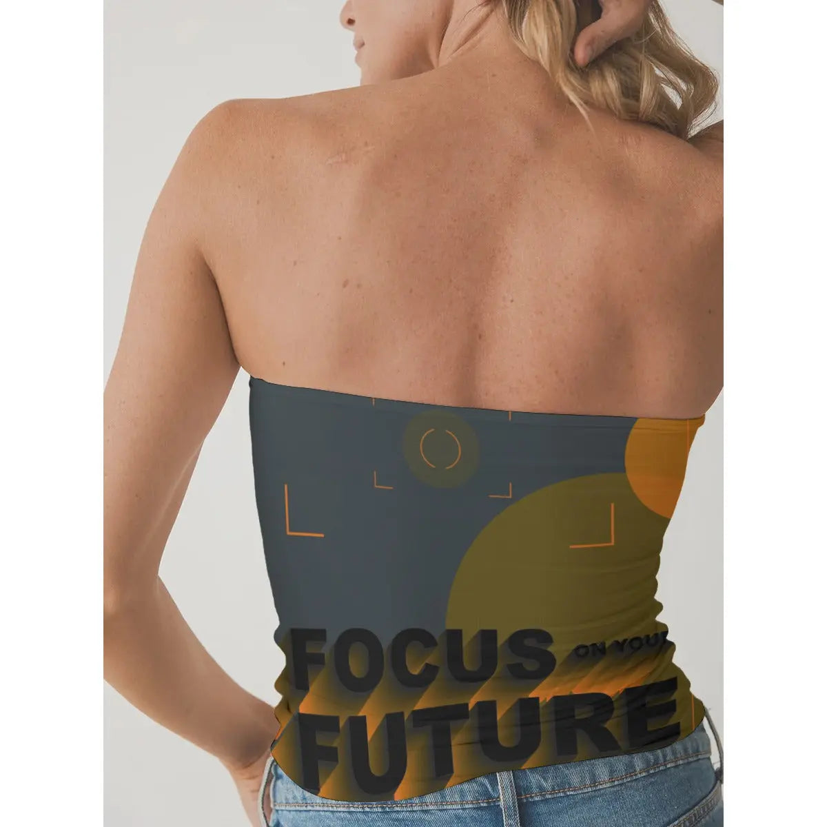 All-Over Print Women's Double-Layer Strapless Top Yoycol