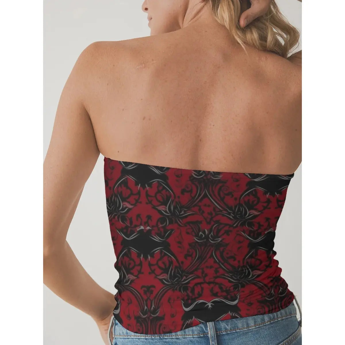 All-Over Print Women's Double-Layer Strapless Top Yoycol