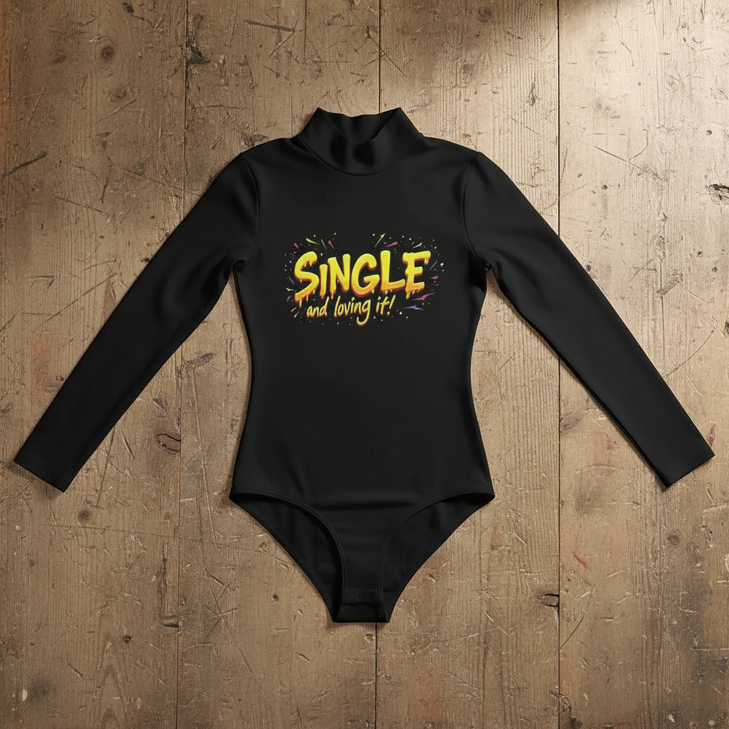 All-Over Print Women's Turtleneck Long Sleeve Bodysuit Yoycol