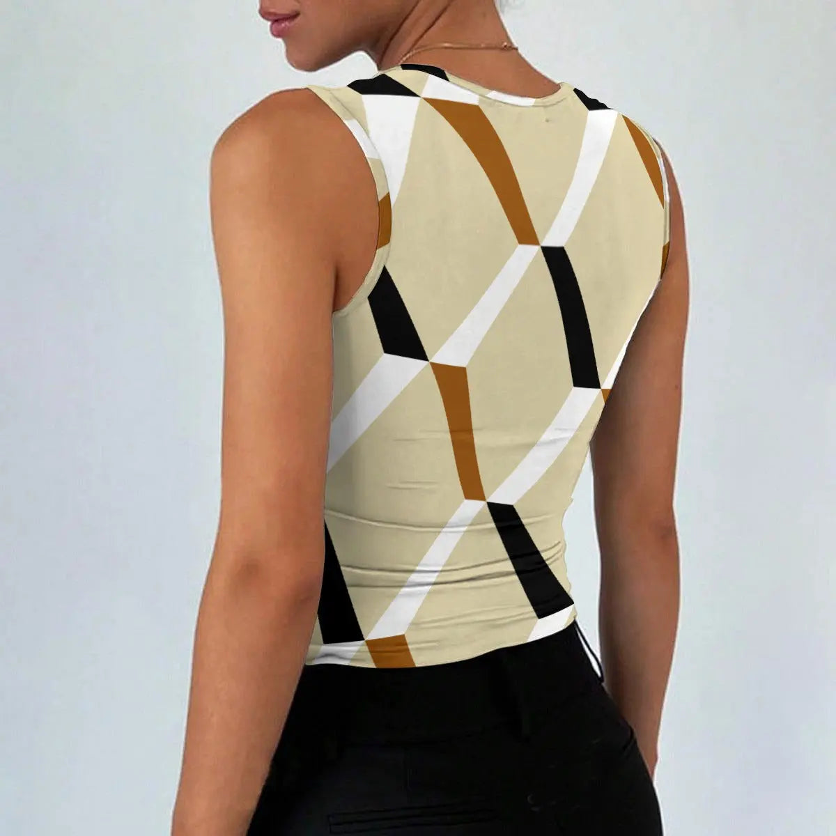 Single Life Neutral Geo Tank — Anti-Settling Independence Apparel | Breakup Glow-Up Crop Top for Women | Self-Love Club Confidence Tank Yoycol