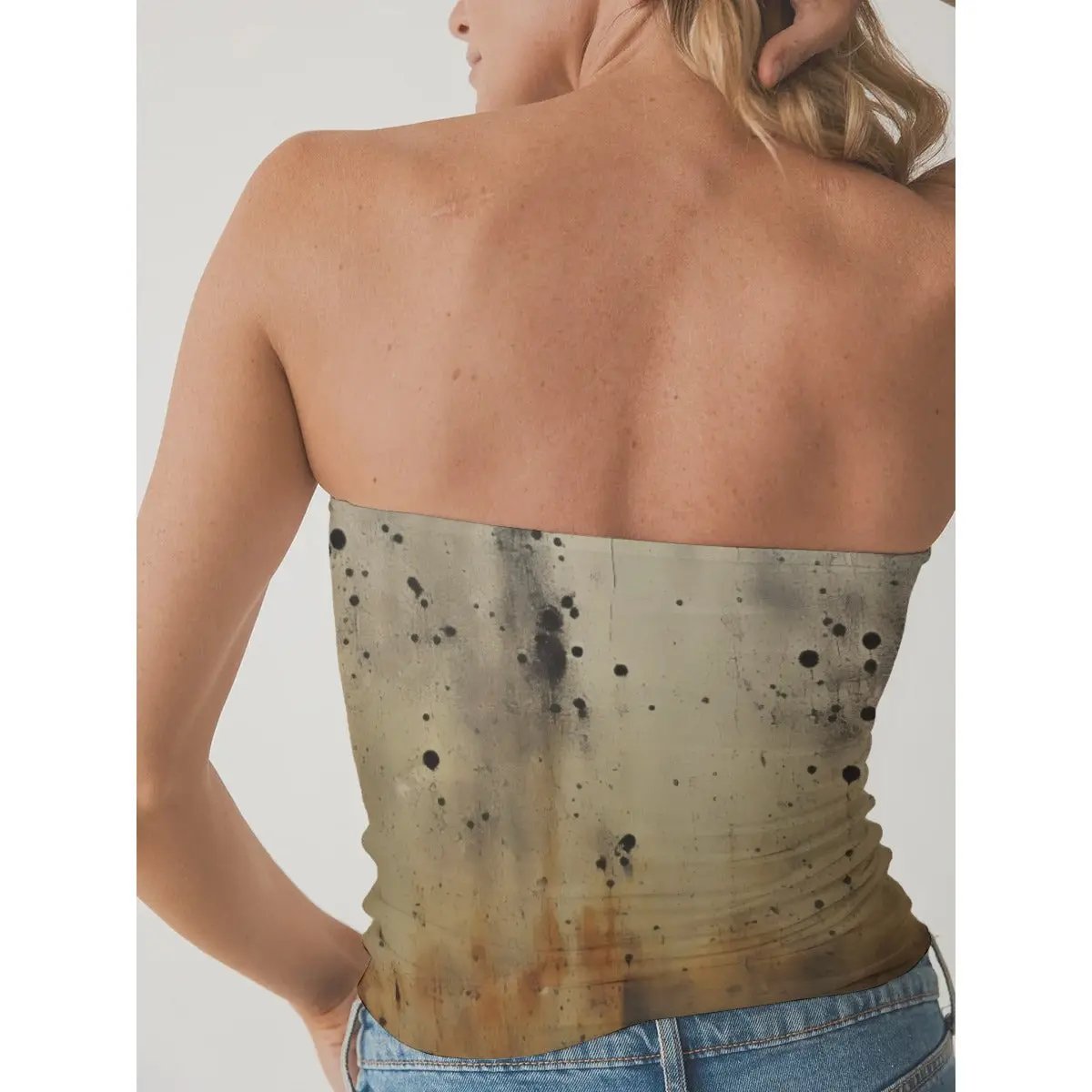 All-Over Print Women's Double-Layer Strapless Top Yoycol