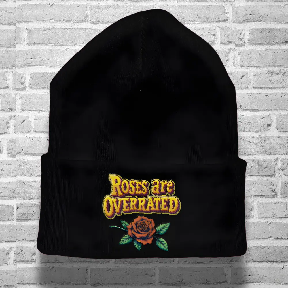 Single Life Quote Beanie – Roses Are Overrated Funny Anti-Romance Hat for Men shevibes fulfillment