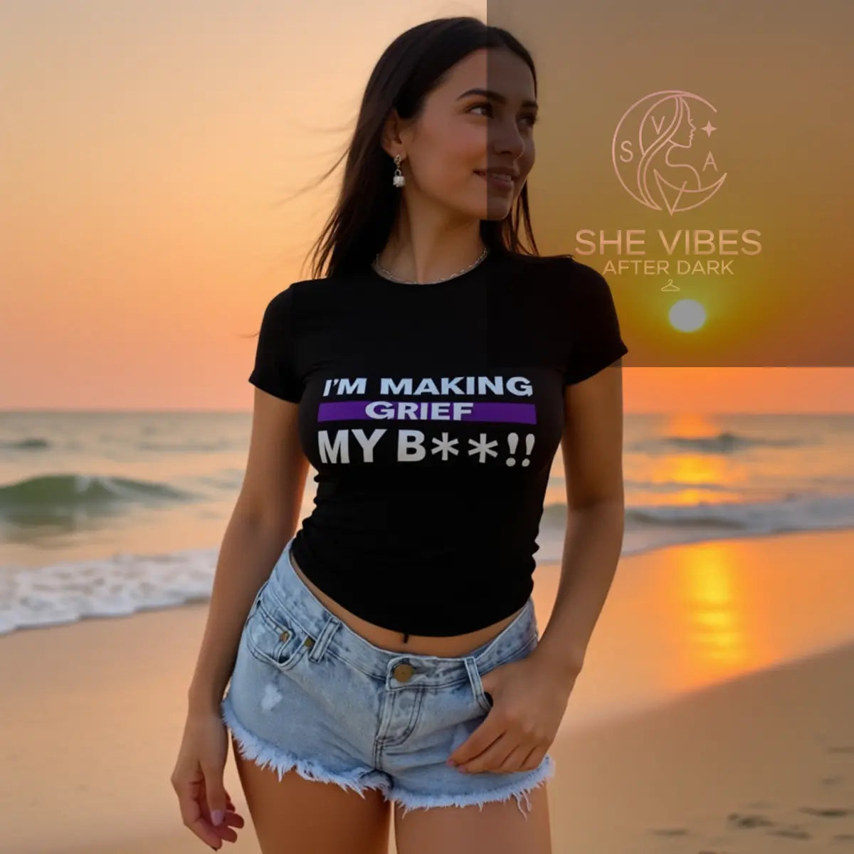 Grief Is My Bitch Shirt – Single Life Empowerment Tee for Independent Women | Anti-Settling Confidence Apparel - SHE VIBES AFTER DARK