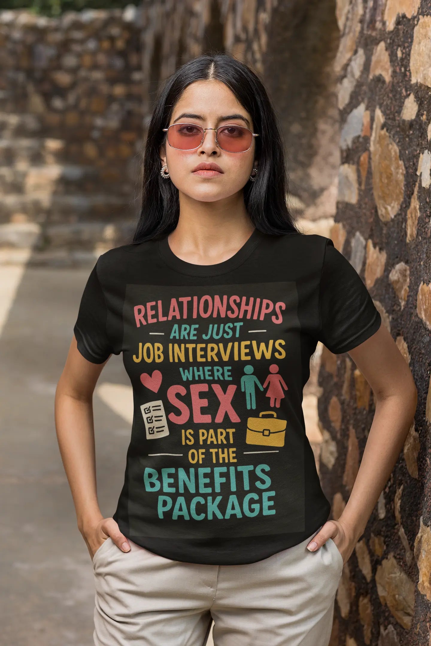 Funny Dating Shirt – "Relationships Are Just Job Interviews" Quote Tee – Single Life Humor – Sex Is Part of the Benefits Package Yoycol