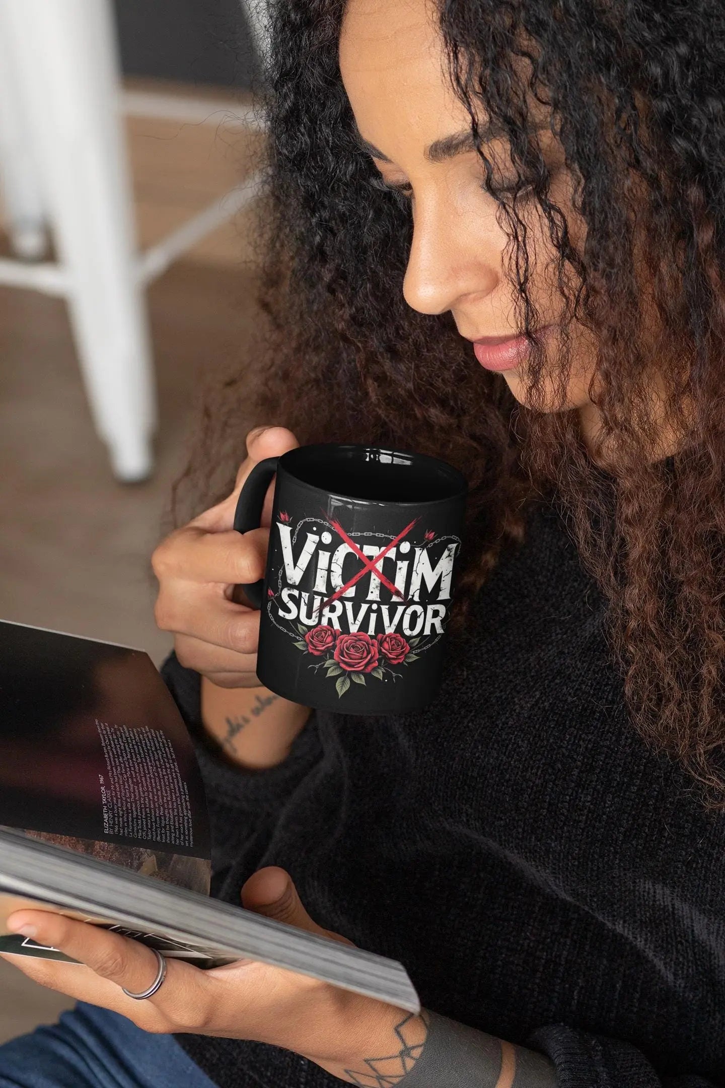Empowering Survivor Mug, Motivational Black Coffee Cup, Self-Care Inspiration Gift, Resilience Reminder, Empowerment Drinkware, Yoycol