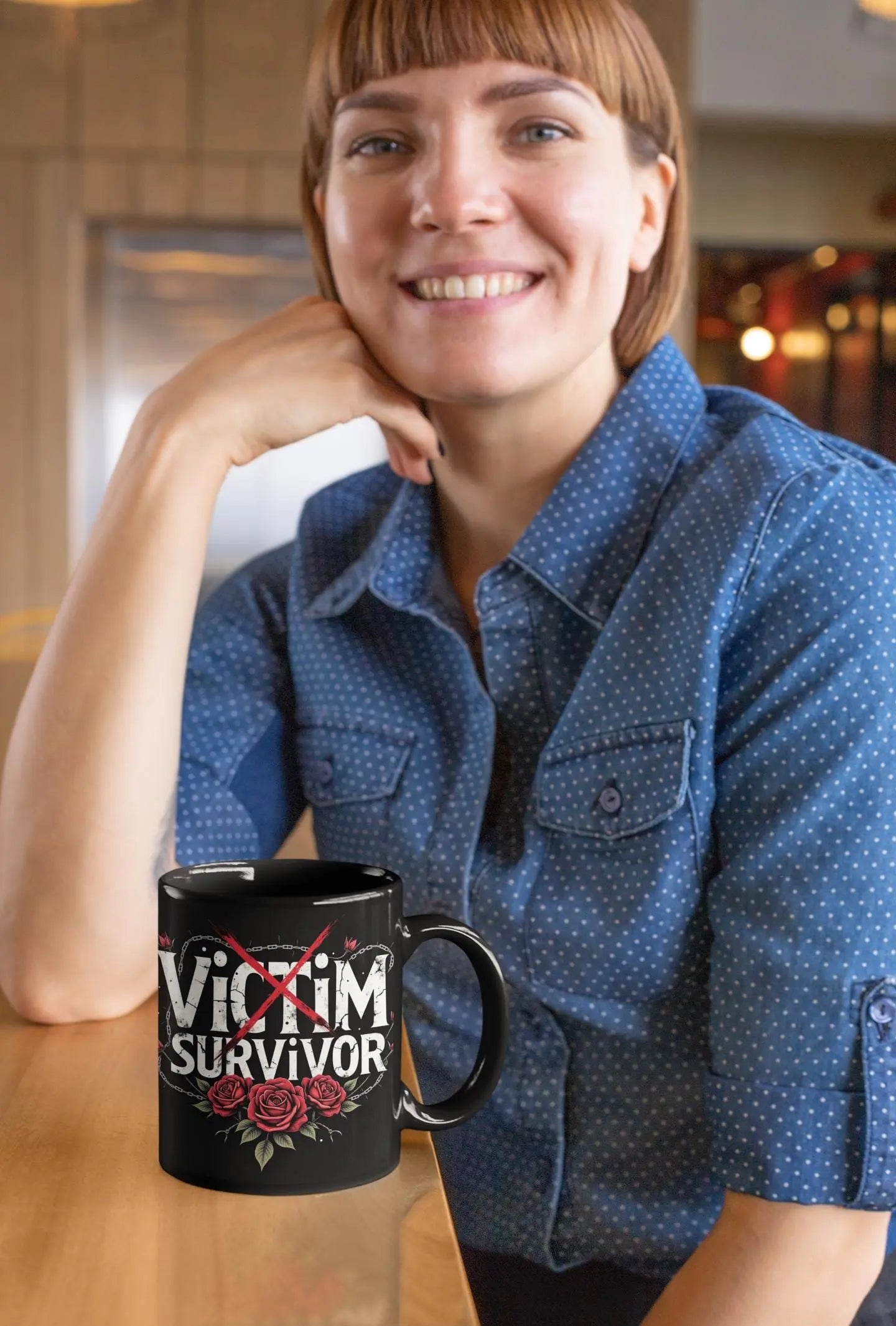 Empowering Survivor Mug, Motivational Black Coffee Cup, Self-Care Inspiration Gift, Resilience Reminder, Empowerment Drinkware, Yoycol