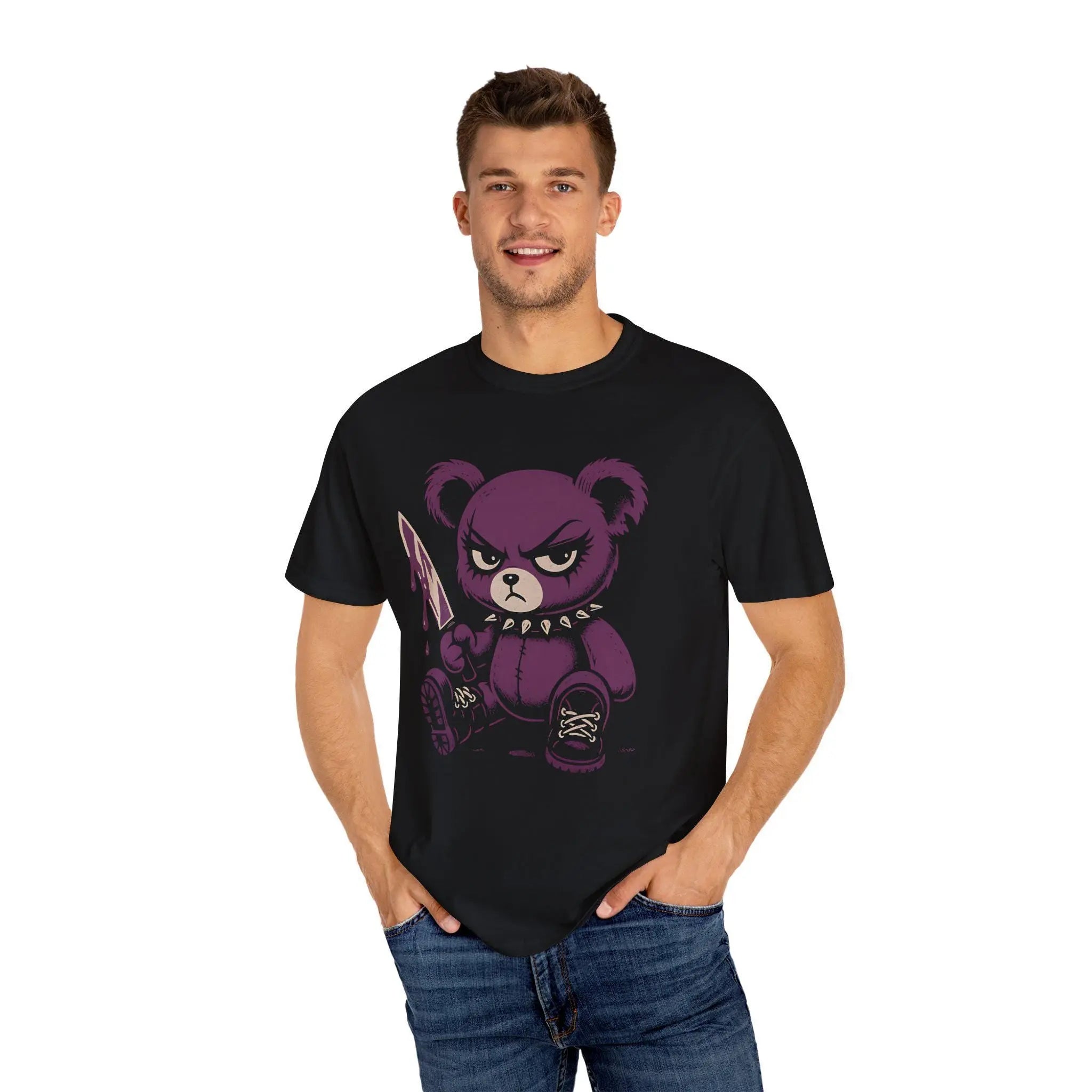 Evil Teddy Bear Tank Top: Purple Horror Goth Punk Fashion Yoycol