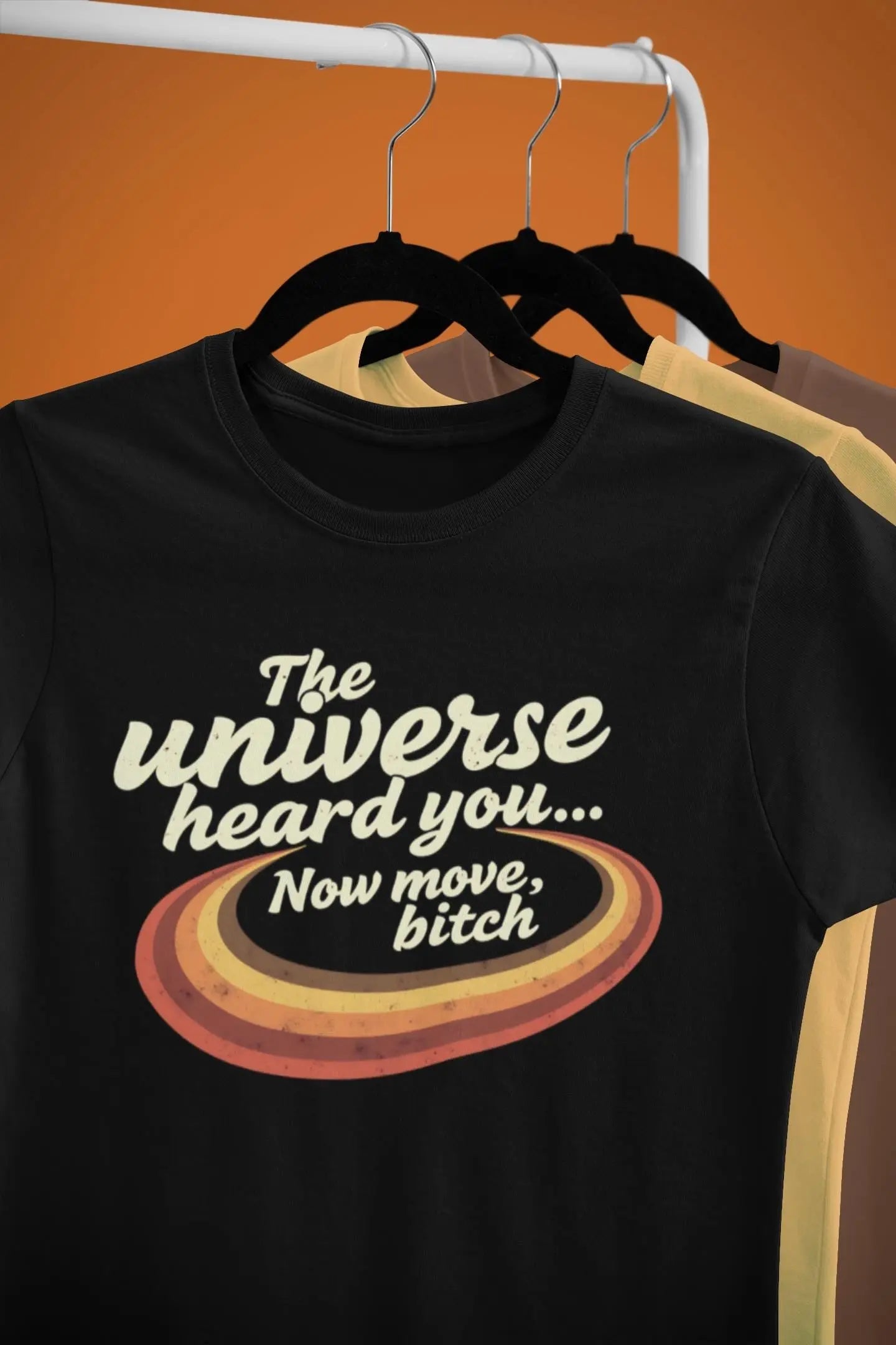 Retro Galaxy Graphic Tee: Unisex Black Cosmic Print T-Shirt Yoycol