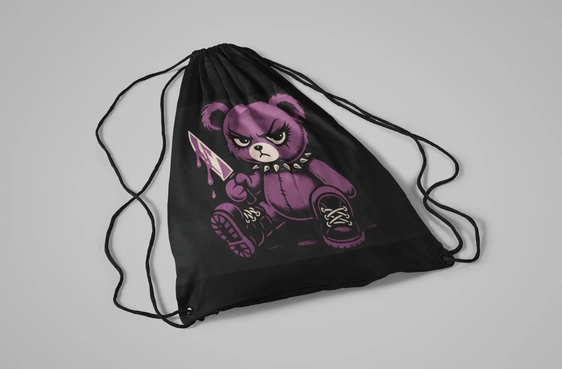 Playful Panda Drawstring Bag - Cute Gym Sack, Trendy Backpack, Kids Gifts, Festival Gear, Unique Cartoon Tote Yoycol