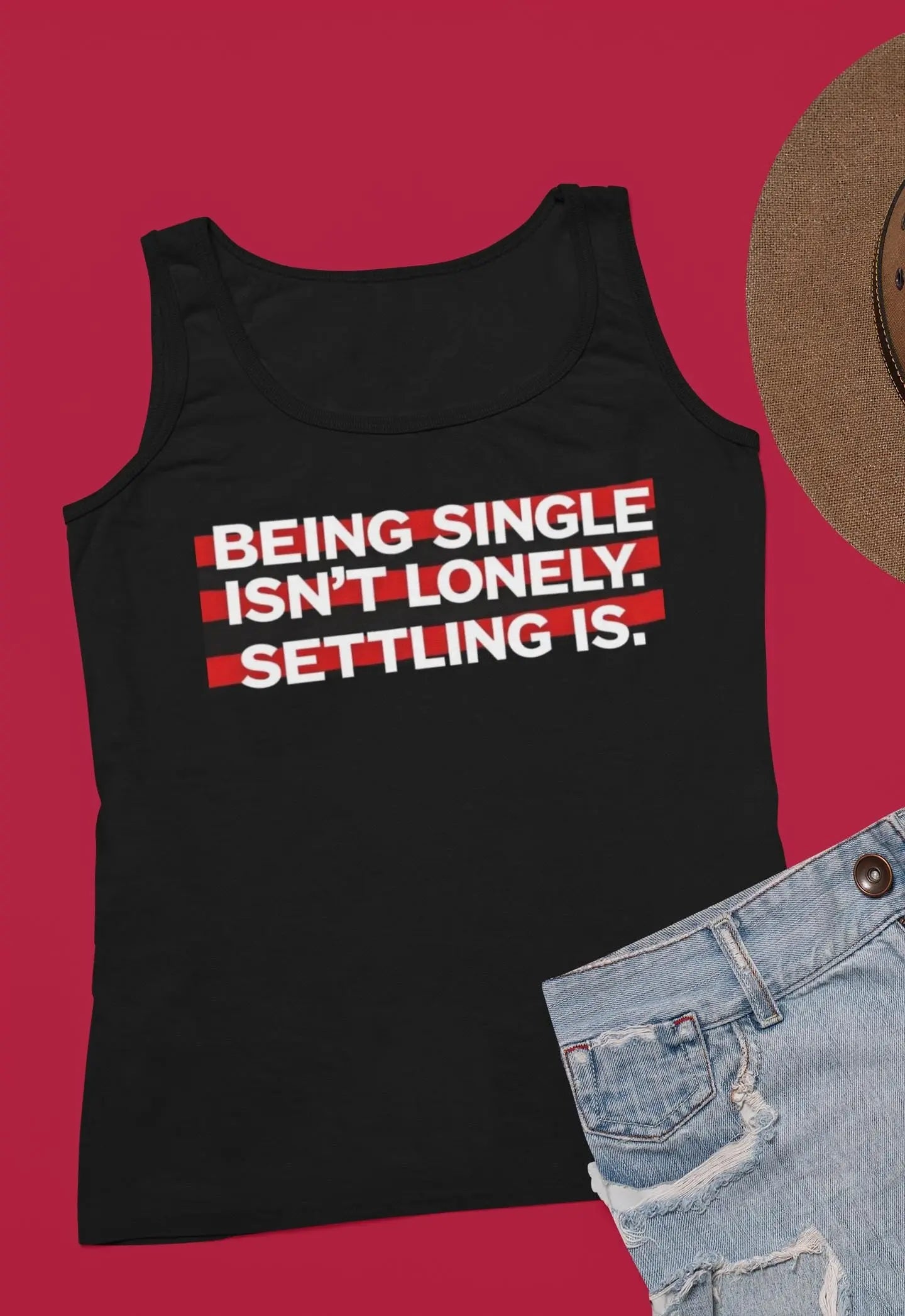 Single Life Tank Top: Anti-Settling, Self-Love Club, 100% Cotton Yoycol