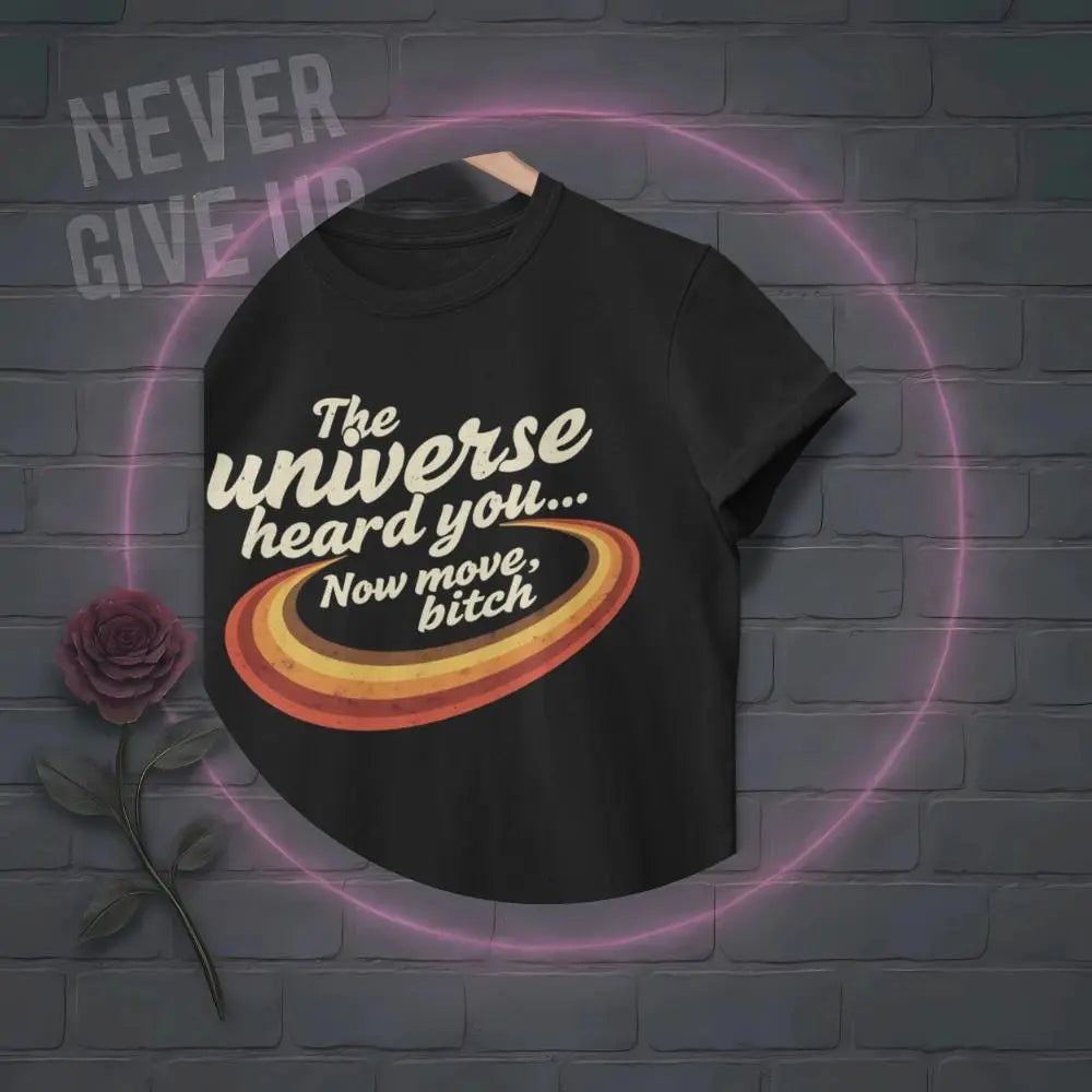 Retro Galaxy Graphic Tee: Unisex Black Cosmic Print T-Shirt Yoycol