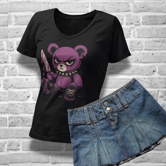 Evil Teddy Bear Tank Top: Purple Horror Goth Punk Fashion Yoycol
