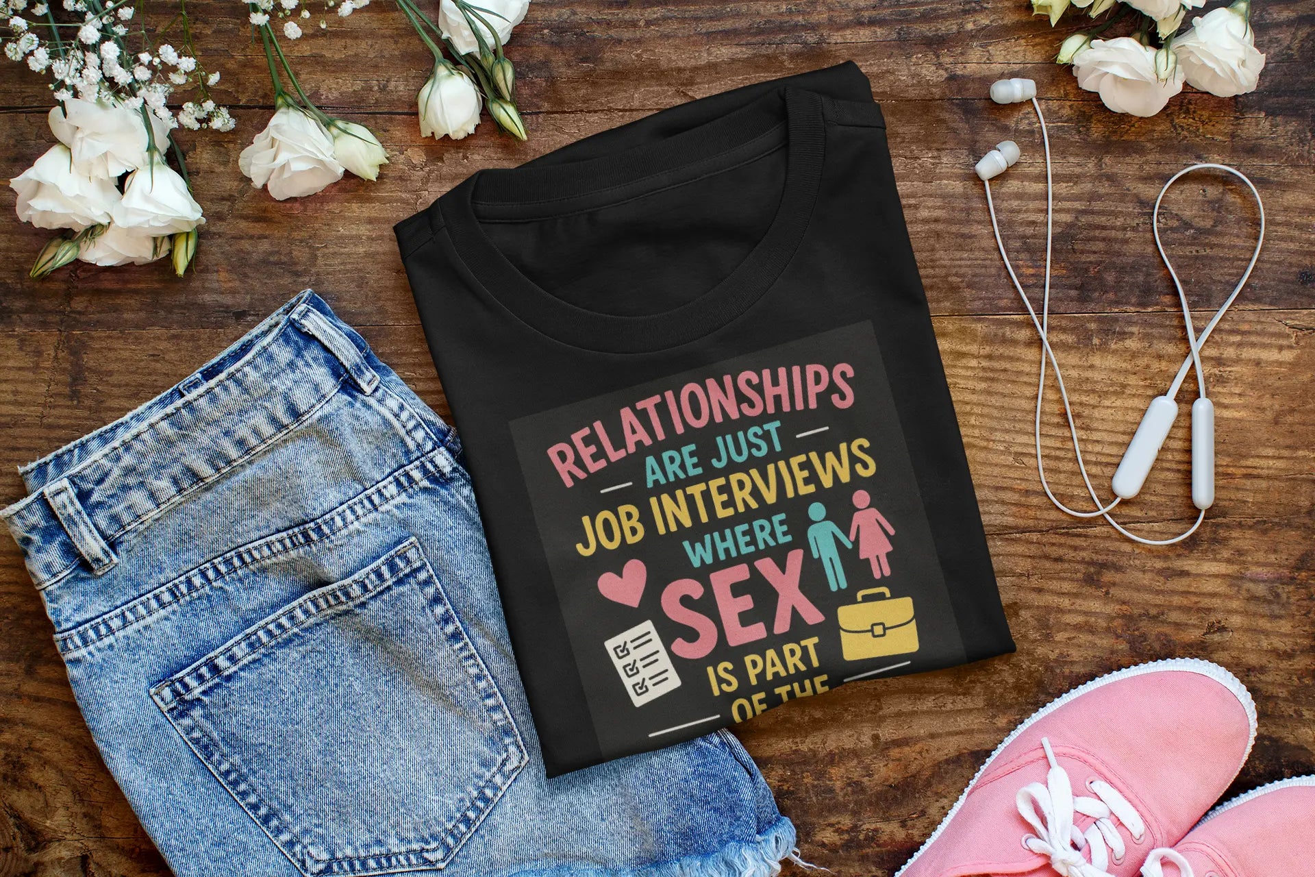 Funny Dating Shirt – "Relationships Are Just Job Interviews" Quote Tee – Single Life Humor – Sex Is Part of the Benefits Package Yoycol